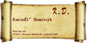 Kacsó Dominik névjegykártya
